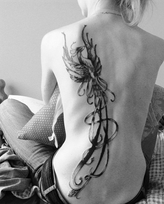 Cool-Back-Phoenix-Tattoo-Design-for-Girls