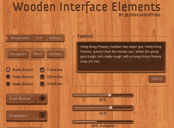 Wooden Interface Elements