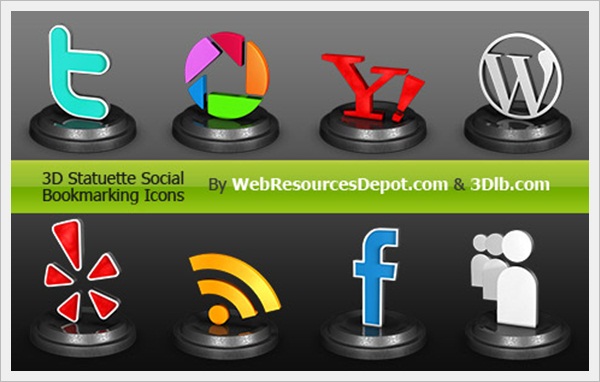 3D Statuette Icon Set