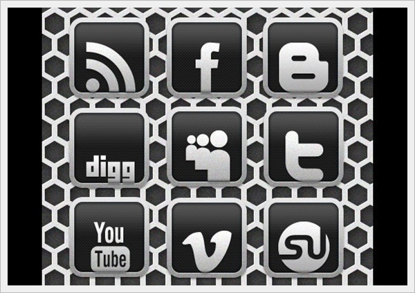 Carbon Chrome Social Media Icon Set