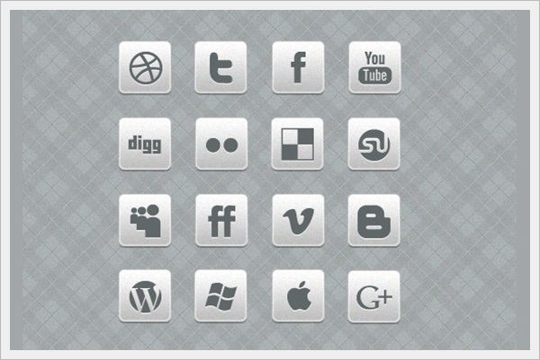 Clean Black And White Social Media Icon Set