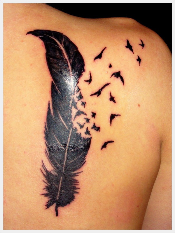 Feather and Bird Tattoo