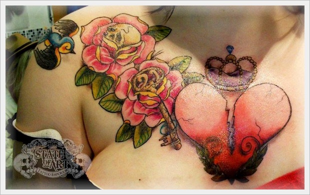 Flowers and Heart chest design