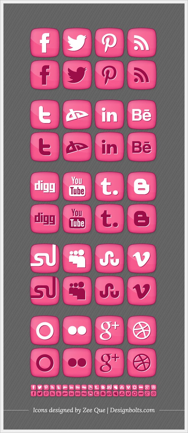 Free Pink Girly Social Media Icons by Zee Que