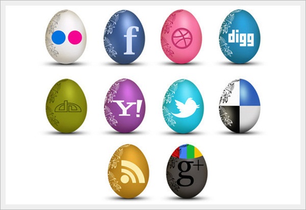 Set of Egg-Shaped Social Icons