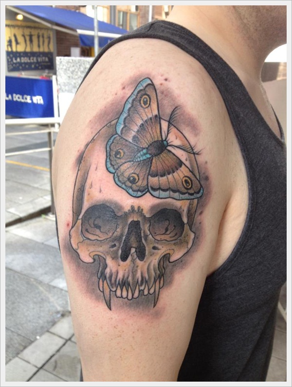 Skull with butterfly