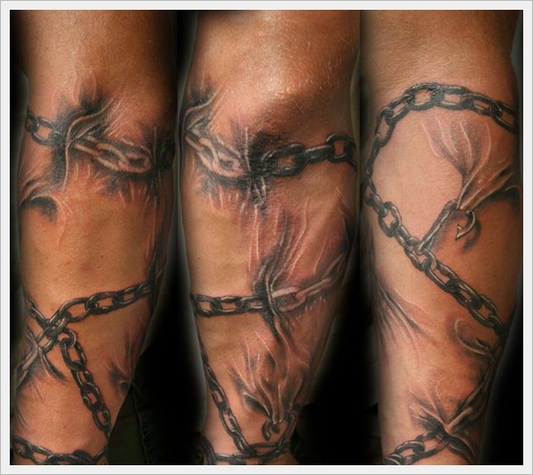 chains forearm sleeve tat