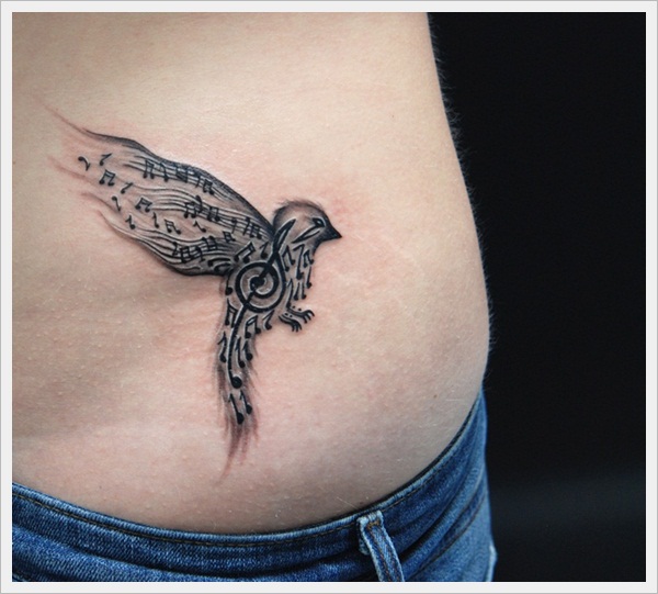 music bird tattoo