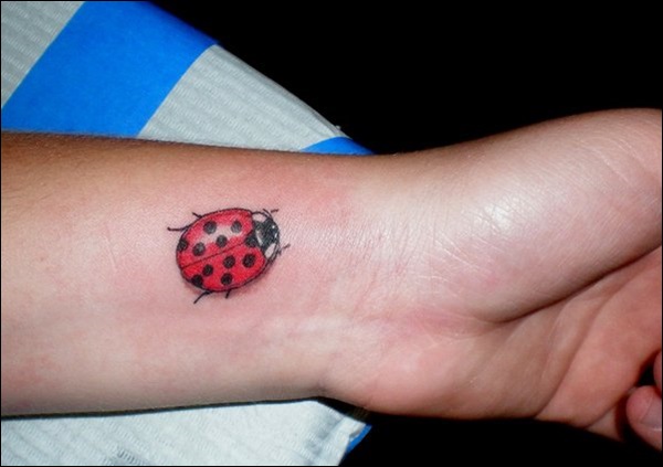 Ladybug on wrist