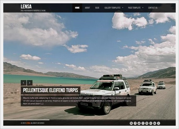 Lensa full-screen slideshow WordPress theme