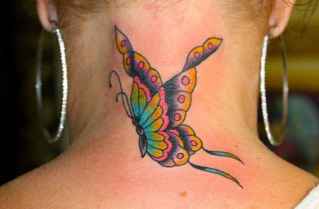 Butterfly Tattoo designs on neck