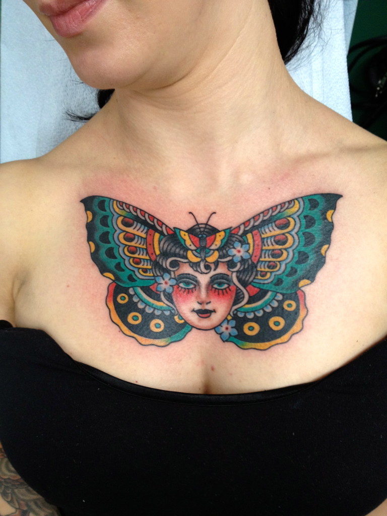 Chest Butterfly Tattoos