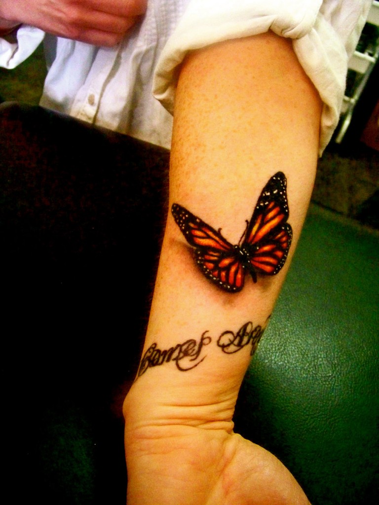 3d hand butterfly tattoo