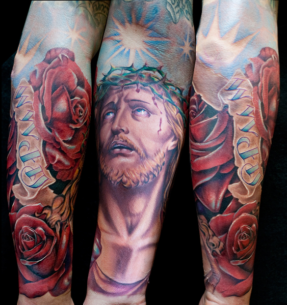Jesus 3 D Arm Tattoo