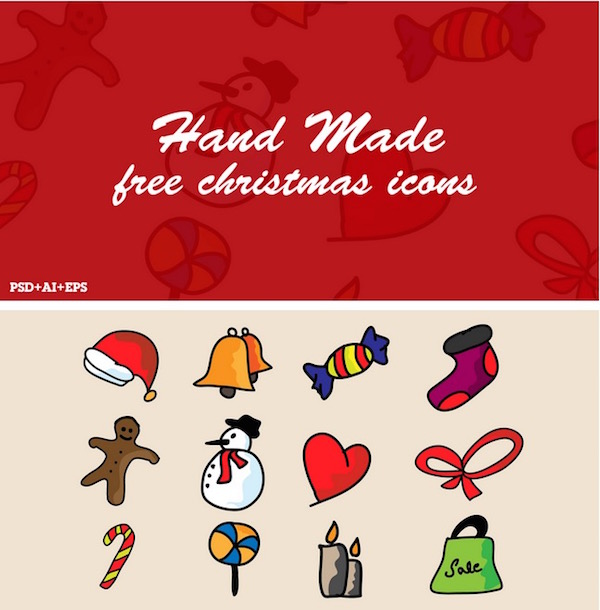 12 Free Handmade Hand Doodle Christmas Icons