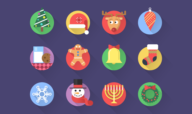 16 Flat Christmas icons