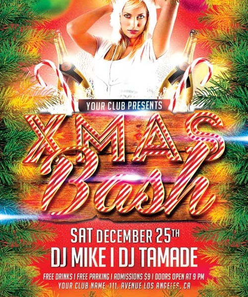 Free Xmas Bash Christmas Party PSD Flyer Template