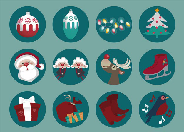 Round Christmas icons